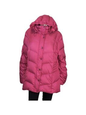 💠Tommy Hilfiger Down Feather Puffer Coat Hooded Raspberry Pink Womens Size XXL